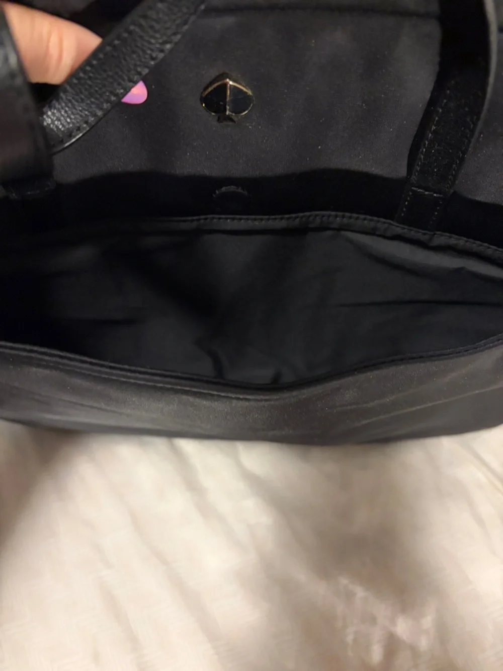 kate spade Black Nylon Laptop Bag with Gold Spade Accent